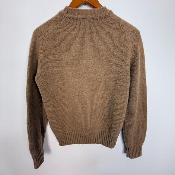 Vintage Deadstock Lands' End 100% Wool Camel Brown Crewneck Sweater - Picture 5 of 7